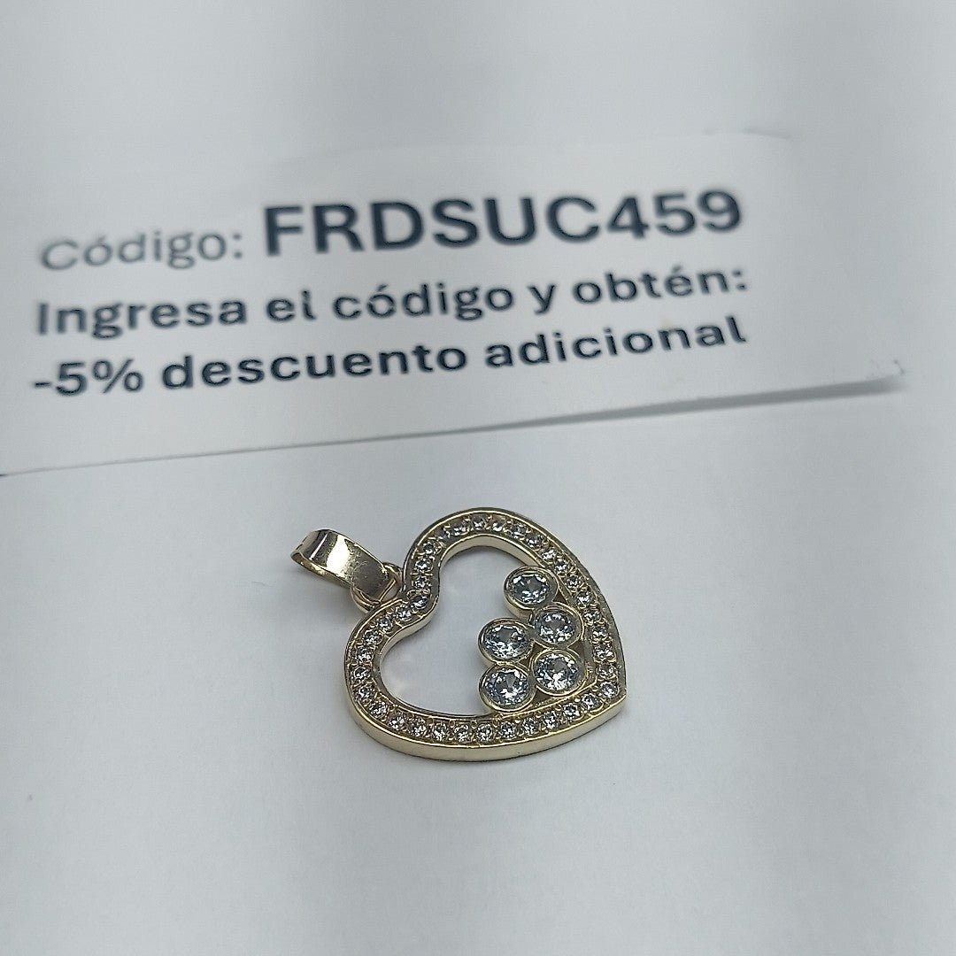 DIJE CORAZON CON CIRCONIAS 14K 1.6 GR (NUEVO)