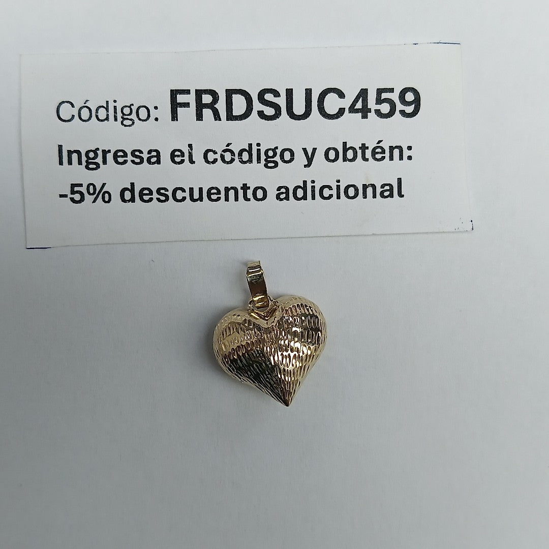 DIJE TEJIDO CORAZON LABRADO 14K 1.1 GR (NUEVO)