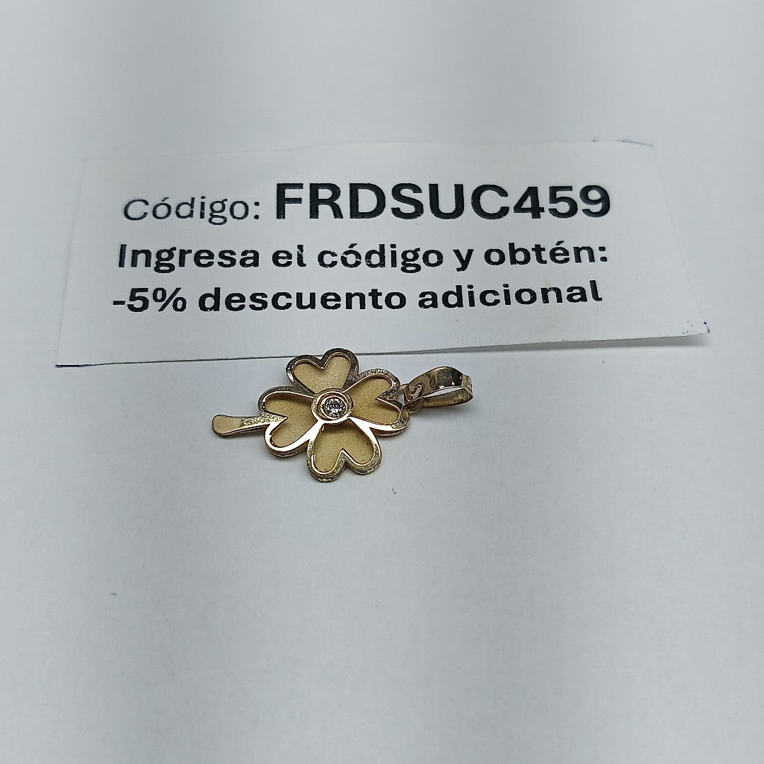 DIJE FIG TREBOL C CIRCONIA 14K 0.8 GR (NUEVO)