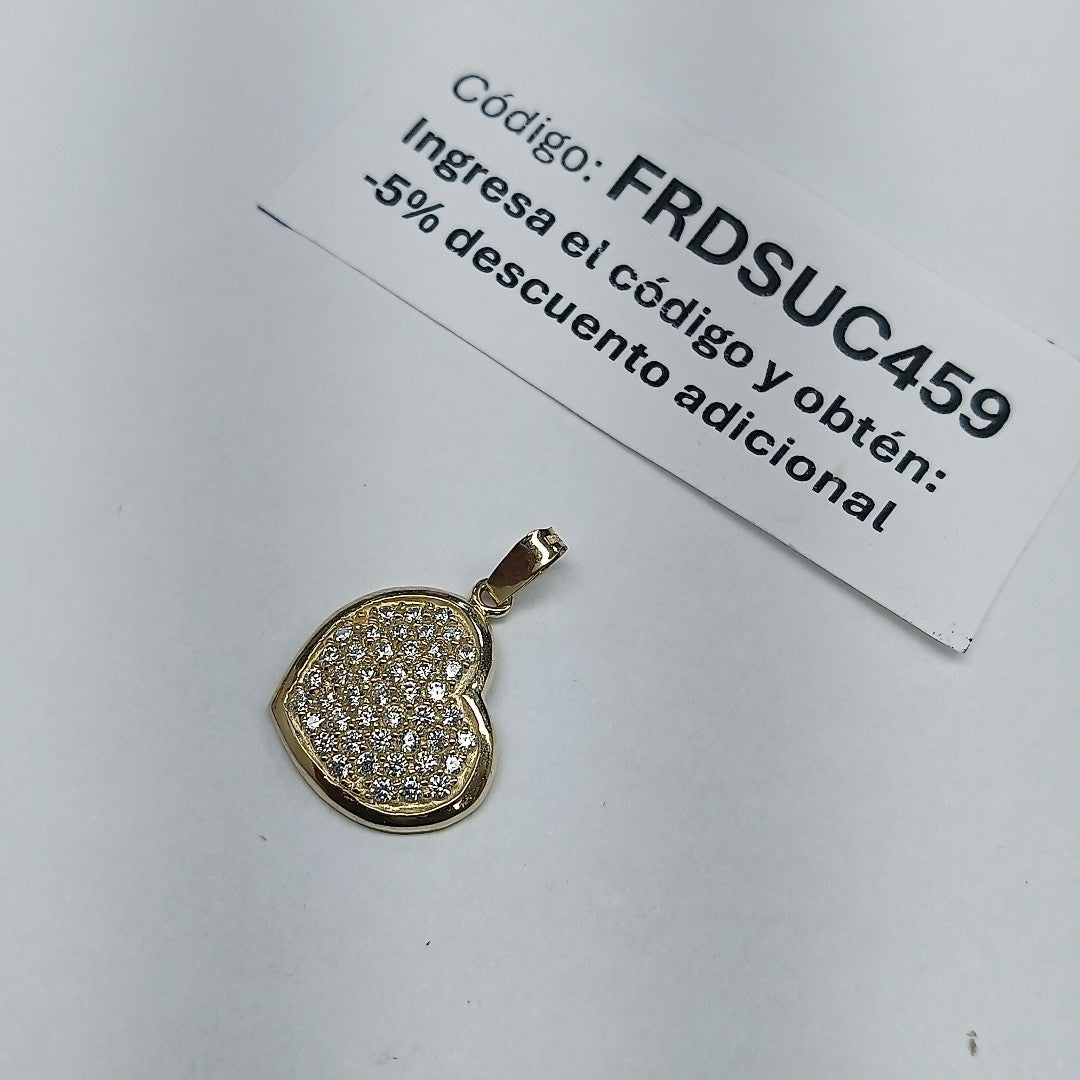 DIJE TEJIDO CORAZON CON CIRCONIAS 14K 1.8 GR (NUEVO)