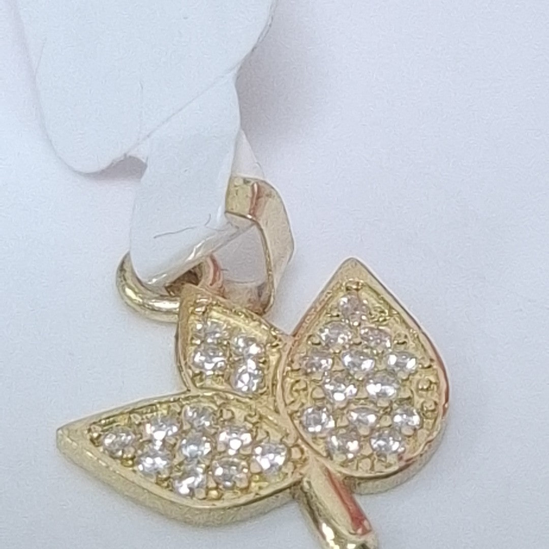 DIJE TEJIDO HOJAS CON CIRCONIAS 14K 0.9 GR (NUEVO)
