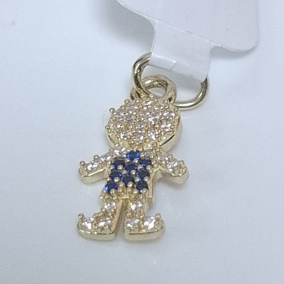 DIJE NIÑO CON CIRCONIAS Y PIEDRAS DE COLOR 10K 0.9 GR (NUEVO)