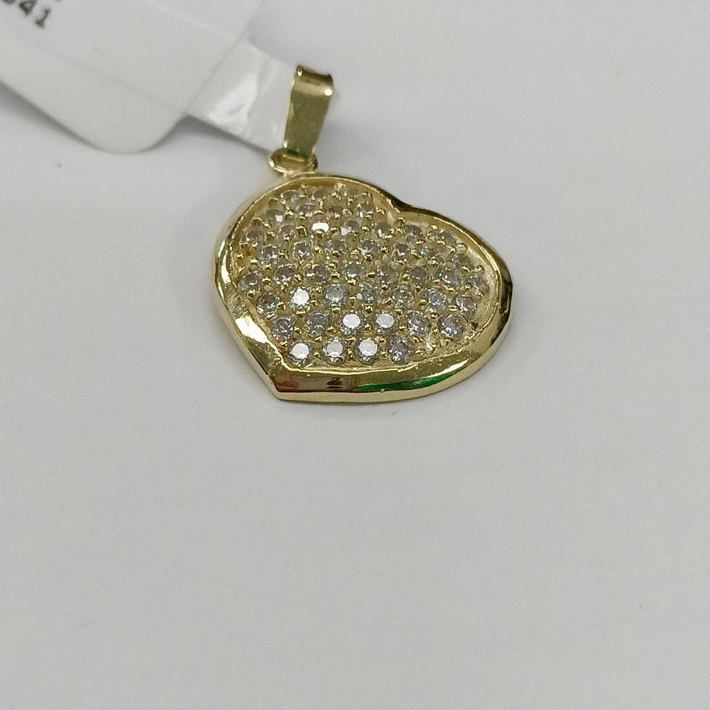 DIJE TEJIDO CORAZON CON CIRCONIAS 14K 1.7 GR (NUEVO)