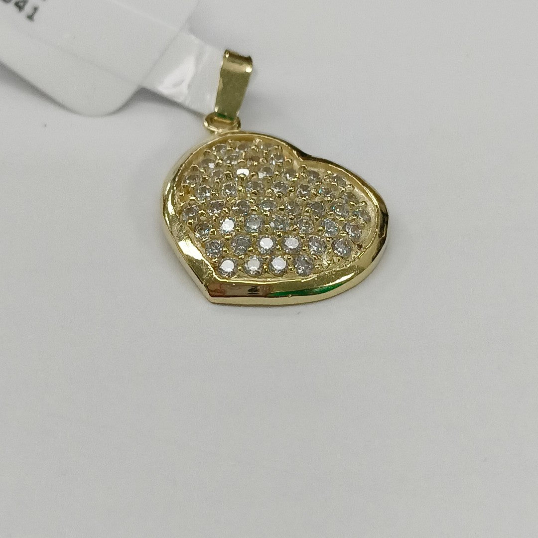 DIJE TEJIDO CORAZON CON CIRCONIAS 14K 1.7 GR (NUEVO)
