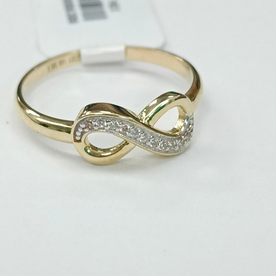 ANILLO ANILLITO FIG INFINITO C CIRCONIAS 14K 8 TALLA 1.8 GR (NUEVO)