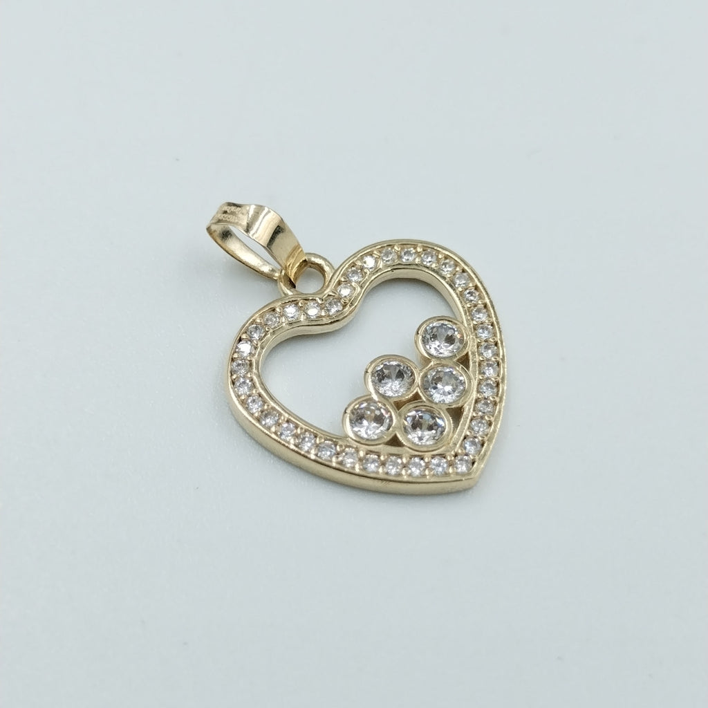 DIJE CORAZON CON CIRCONIAS 14K 1.7 GR (NUEVO)