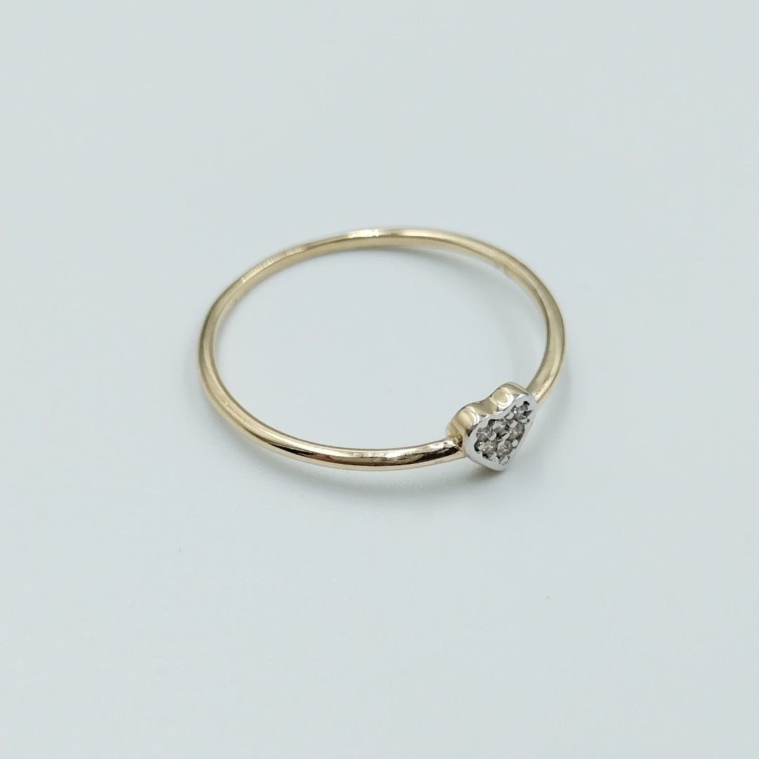 ANILLO ANILLITO CORAZON C CIRCONIA 14K 8 TALLA 0.9 GR (NUEVO)