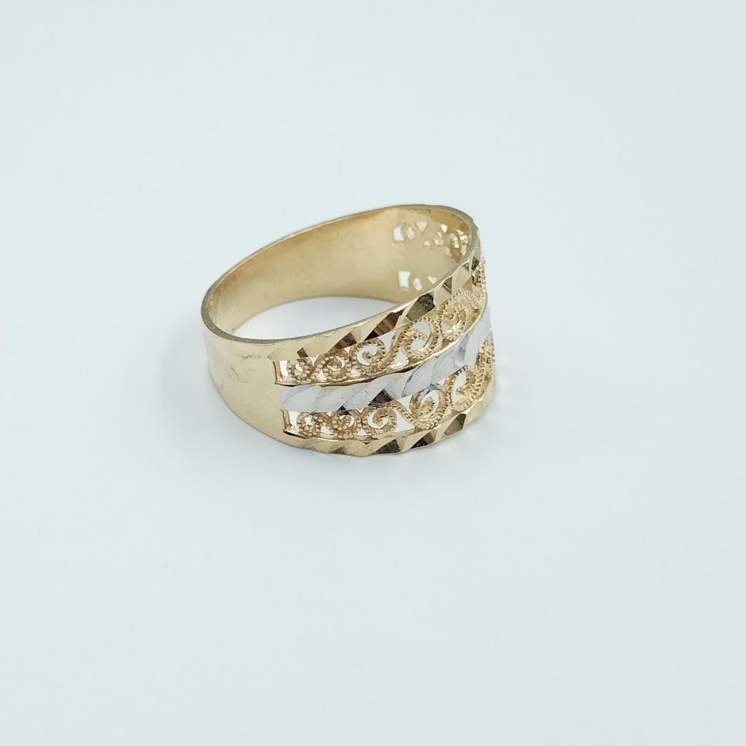 ANILLOS TIPO FILIGRANA COMBINADO 14K TALLA 7 2.8 GR (NUEVO)