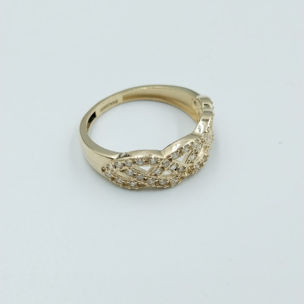 ANILLOS TRENZADO CON CIRCONIAS 14K TALLA 7 2.4 GR (NUEVO)