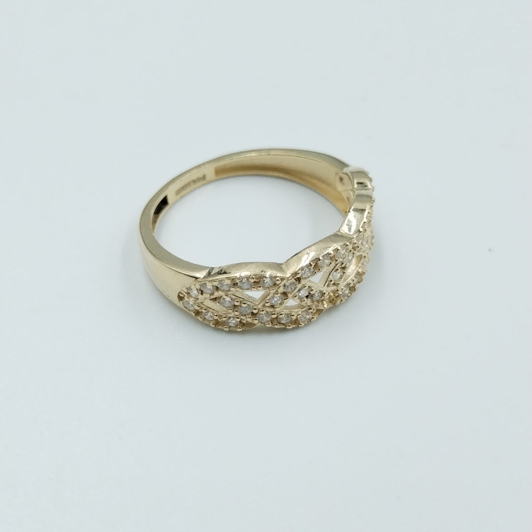 ANILLOS TRENZADO CON CIRCONIAS 14K TALLA 7 2.4 GR (NUEVO)