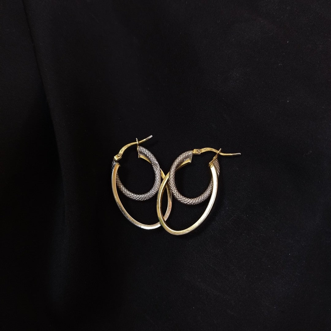 ARRACADAS PAR ORO COMBINADO 14 K 1.7 GRMS (SEMINUEVO)