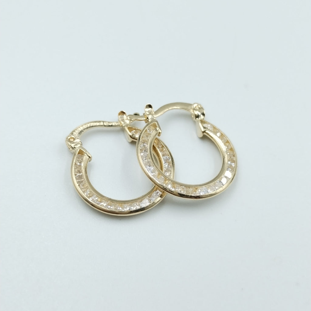 ARETES ARRACADAS CON CIRCONIAS 14K 2.3 GR (NUEVO)