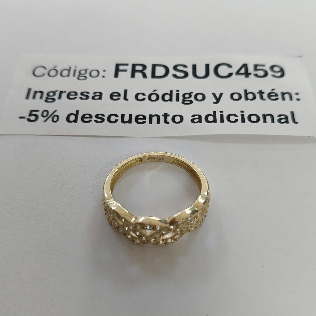 ANILLOS TRENZADO CON CIRCONIAS 14K TALLA 7 2.5 GR (NUEVO)