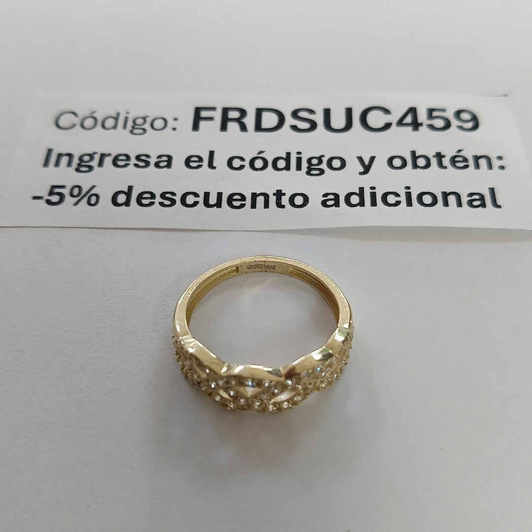 ANILLOS TRENZADO CON CIRCONIAS 14K TALLA 7 2.5 GR (NUEVO)