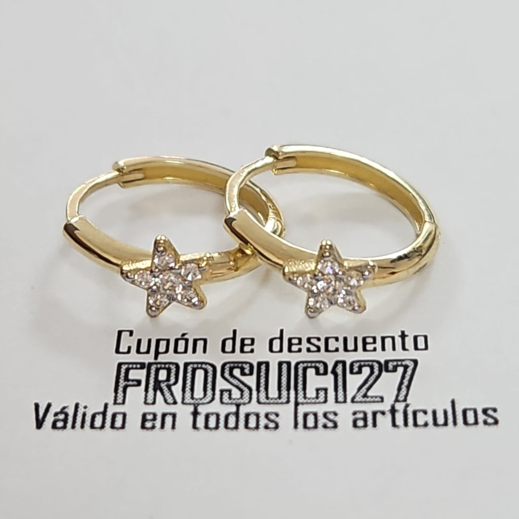 ARETES ARRACADAS FIG ESTRELLA CIRCONIAS 10K 1.7 GR (NUEVO)