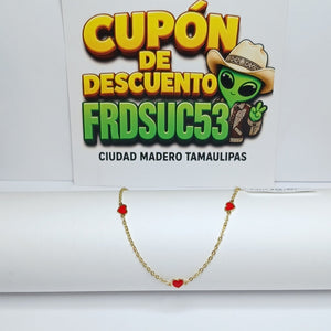 PULSERA ESPECIAL CON CORAZONES 14K 18 CM 1.3 GR (NUEVO)