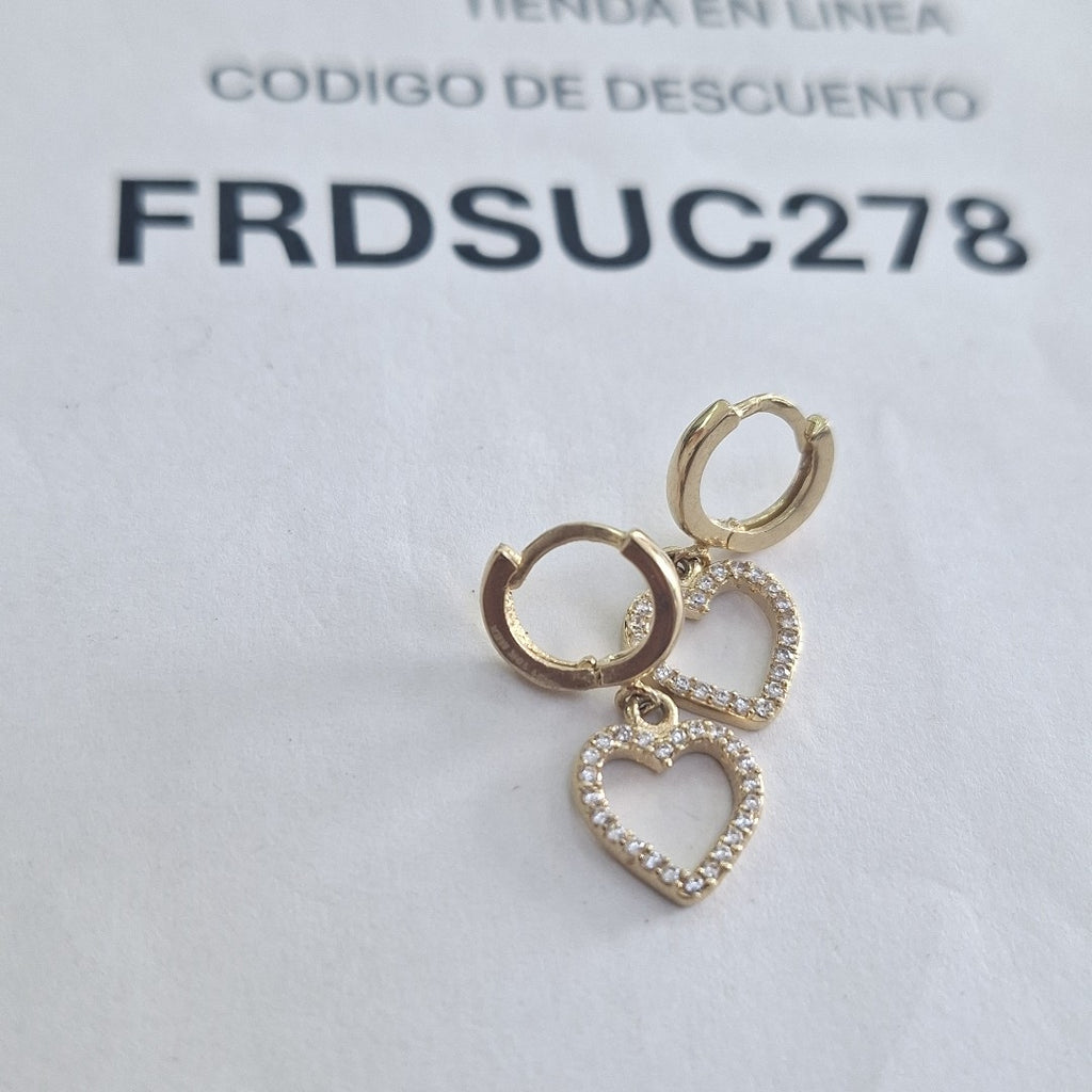 ARETES FIG CORAZON C CIRCONIAS 10K 2.6 GR (NUEVO)