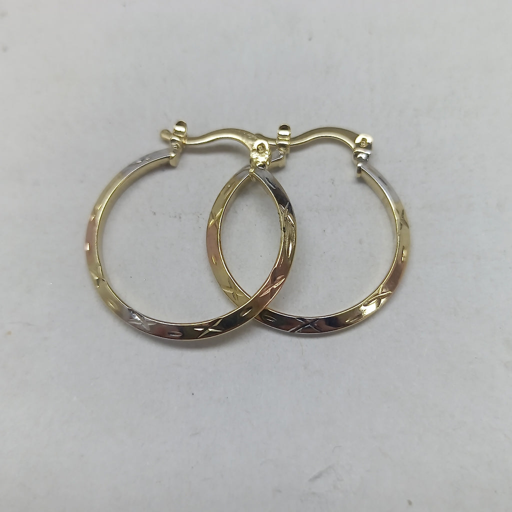 ARETES TEJIDO ARRACADAS BISELADAS COMBINADAS 14K 1.4 GR (NUEVO)