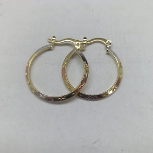 ARETES TEJIDO ARRACADAS BISELADAS COMBINADAS 14K 1.4 GR (NUEVO)