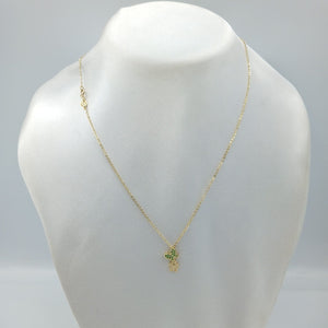CADENA TEJIDO GARGANTILLA CON DIJE MARIPOSAS CIRCONIAS Y PIEDRAS DE COLOR 14K 45 CM 2 GR (NUEVO)