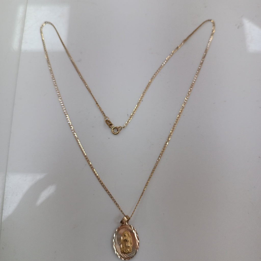 CADENA, MEDALLA RELIGIOSA ORO 10 K 3.2 GRMS (SEMINUEVO)