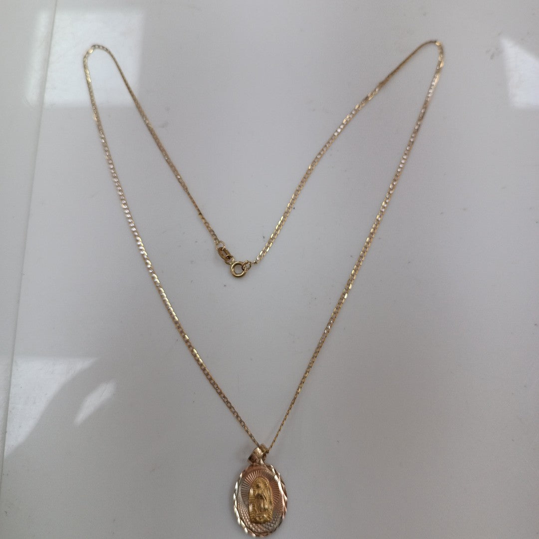 CADENA, MEDALLA RELIGIOSA ORO 10 K 3.2 GRMS (SEMINUEVO)