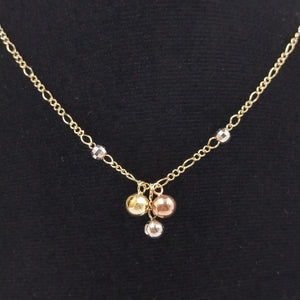 CADENA GARGANTILLA 3X1 CON ESFERAS COMBINADAS 14K 45 CM 3.1 GR (NUEVO)