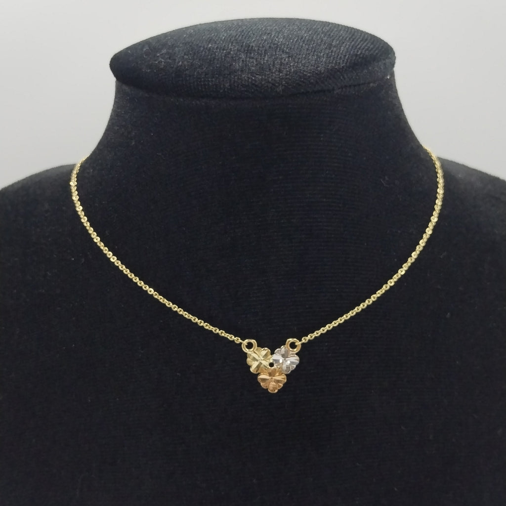 CADENA TEJIDO GARGANTILLA ESPECIAL C FLORES 14K 45 CM 3 GR (NUEVO)