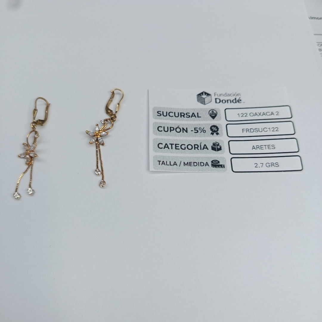 ARETES PAR ORO 14 K 2.7 GRMS (SEMINUEVO)