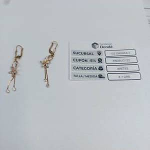 ARETES PAR ORO 14 K 2.7 GRMS (SEMINUEVO)