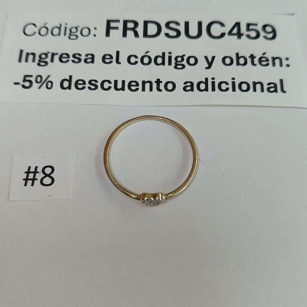 ANILLO ANILLITO CORAZON C CIRCONIA 14K 8 TALLA 0.9 GR (NUEVO)