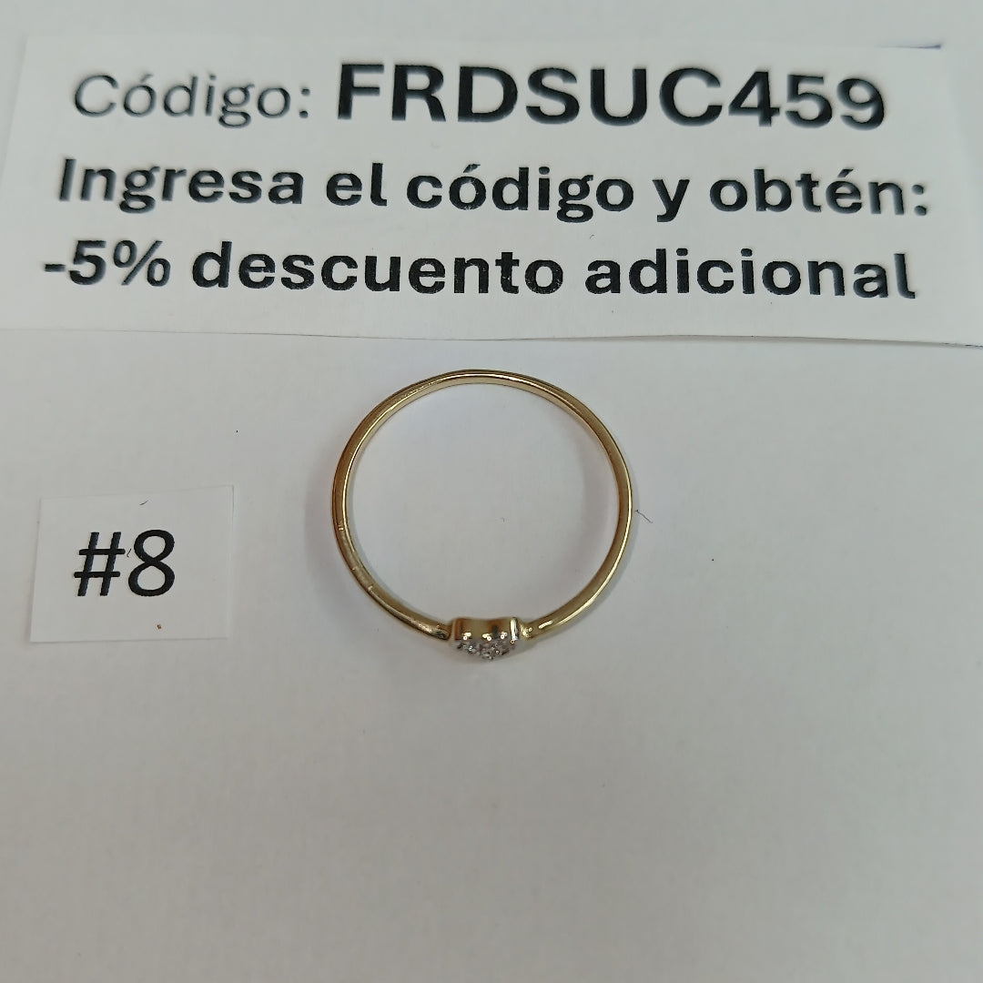 ANILLO ANILLITO CORAZON C CIRCONIA 14K 8 TALLA 0.9 GR (NUEVO)