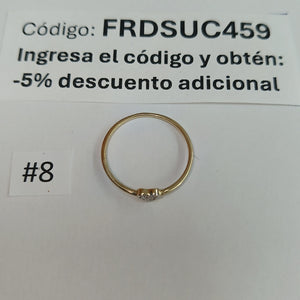 ANILLO ANILLITO CORAZON C CIRCONIA 14K 8 TALLA 0.9 GR (NUEVO)