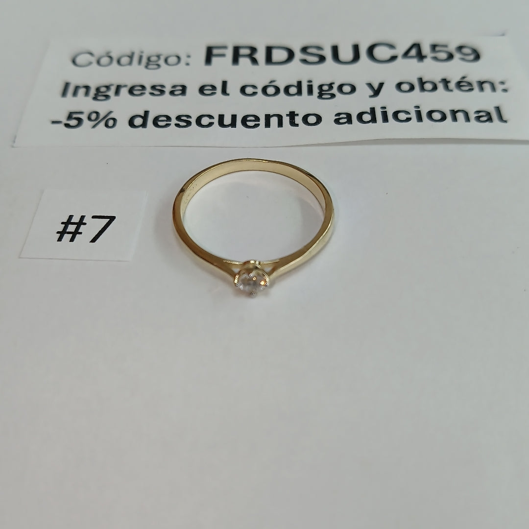 ANILLO ANILLITO SOLITARIO CIRCONIA 14K 7 TALLA 1.3 GR (NUEVO)