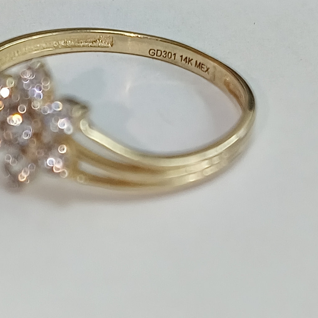 ANILLO ANILLITO FLOR C CIRCONIAS 14K 7 TALLA 1.3 GR (NUEVO)
