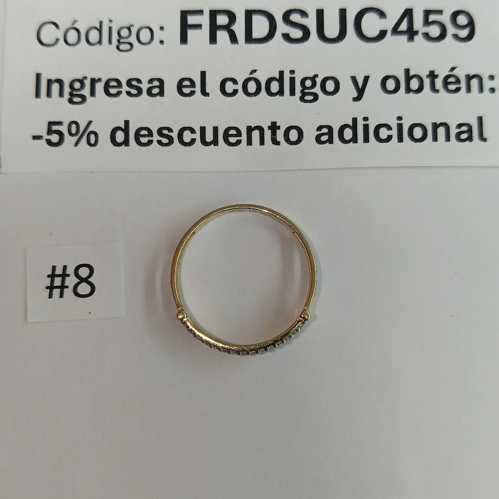 ANILLO ANILLITO C CIRCONIAS 14K 8 TALLA 1.5 GR (NUEVO)