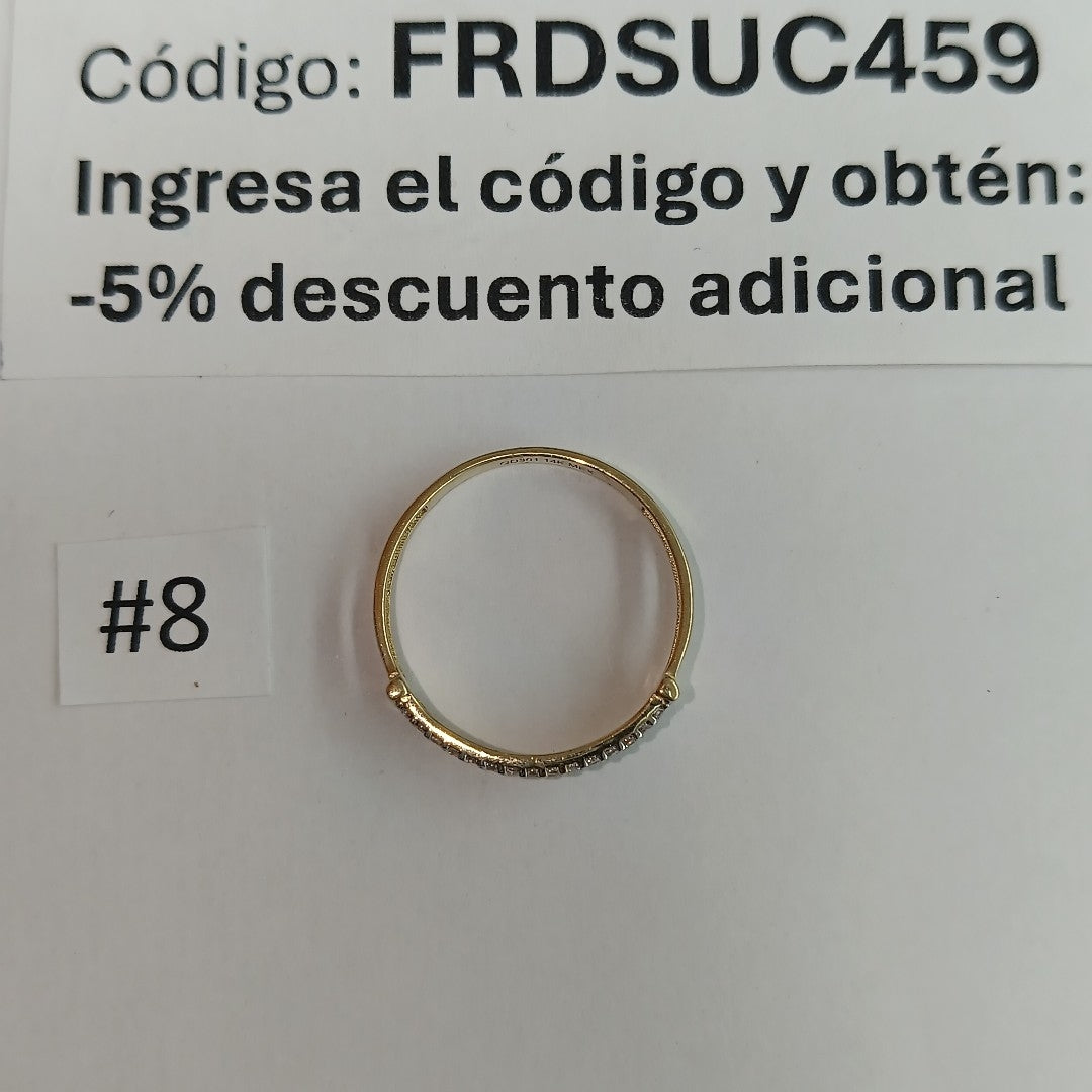 ANILLO ANILLITO C CIRCONIAS 14K 8 TALLA 1.5 GR (NUEVO)