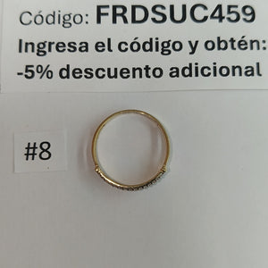 ANILLO ANILLITO C CIRCONIAS 14K 8 TALLA 1.5 GR (NUEVO)