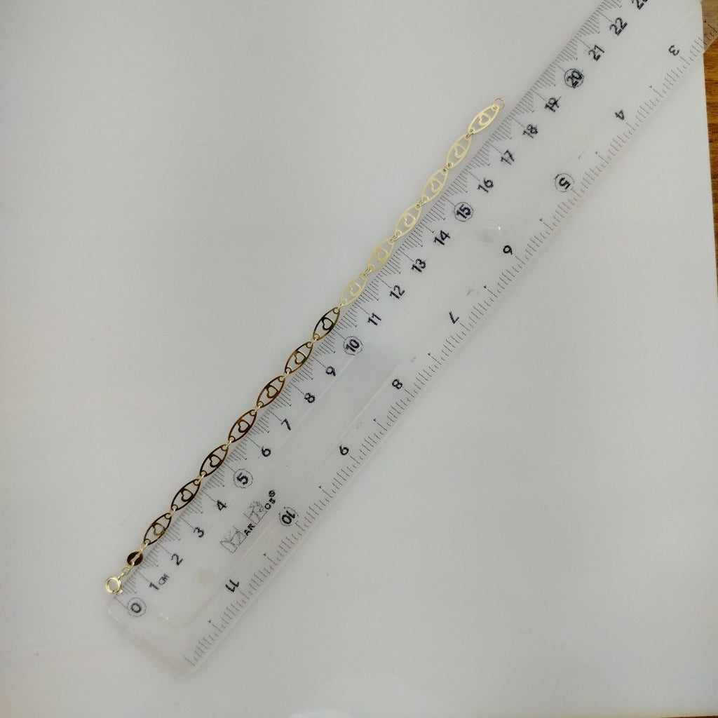 PULSERA TEJIDO ESPECIAL CON CORAZON 14K 18 CM 1.3 GR (NUEVO)
