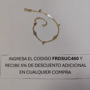 PULSERA ESPECIAL CON TREBOL 14K 18 CM 1.8 GR (NUEVO)
