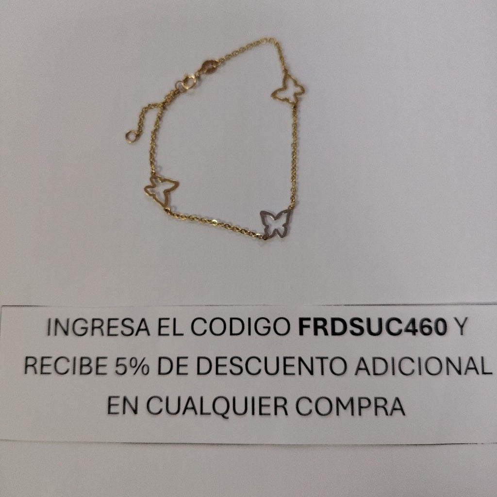 PULSERA ESPECIAL C MARIPOSAS 14K 18 CM 1.7 GR (NUEVO)
