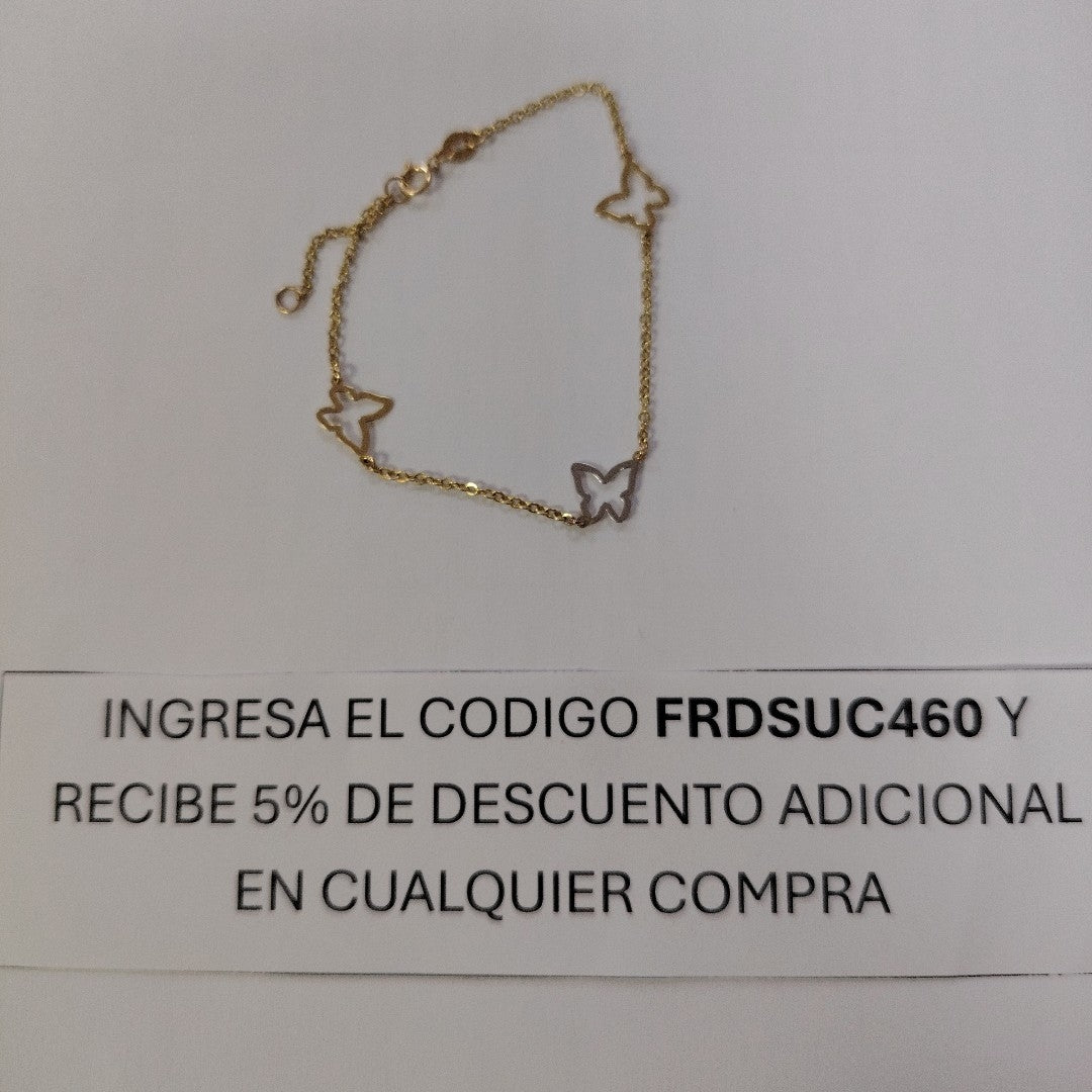 PULSERA ESPECIAL C MARIPOSAS 14K 18 CM 1.7 GR (NUEVO)