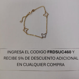 PULSERA ESPECIAL C MARIPOSAS 14K 18 CM 1.7 GR (NUEVO)