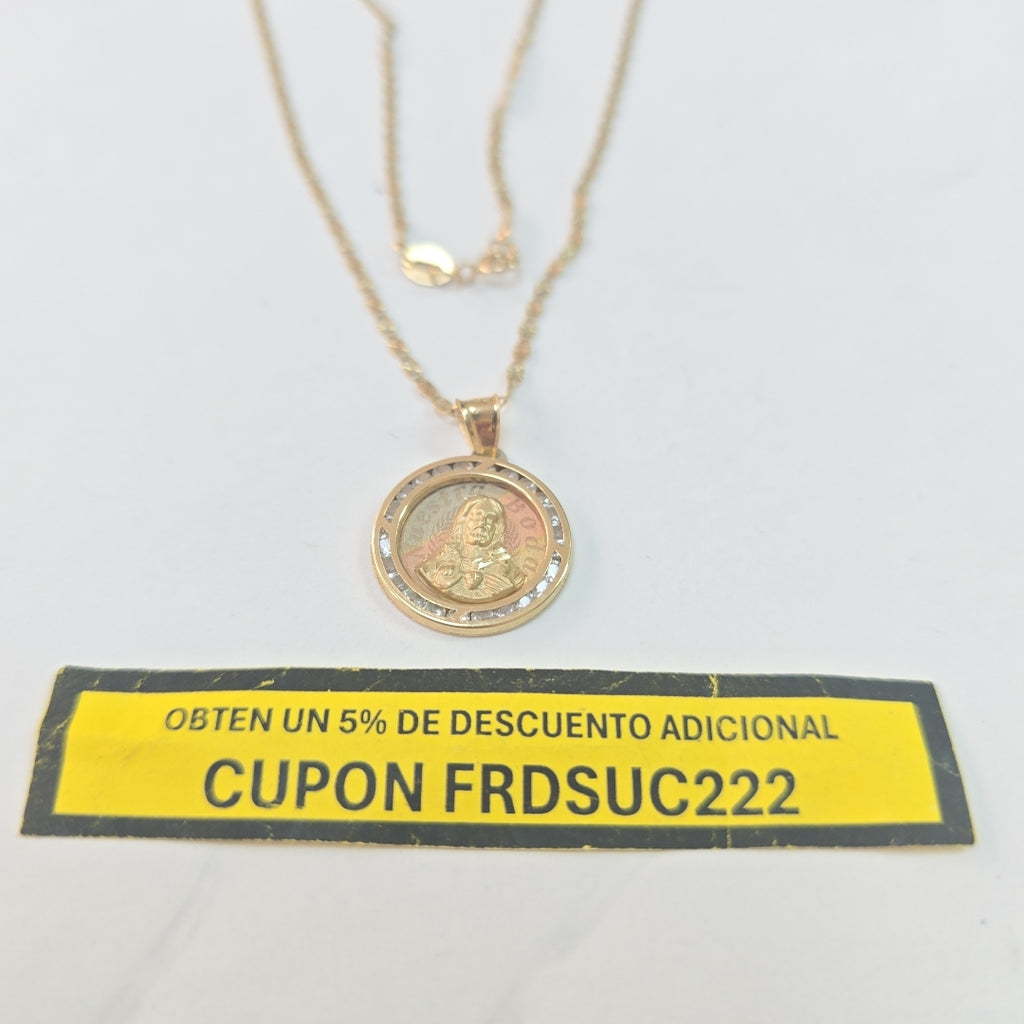 CADENA, MEDALLA RELIGIOSA ORO 10 K 3.2 GRMS (SEMINUEVO)