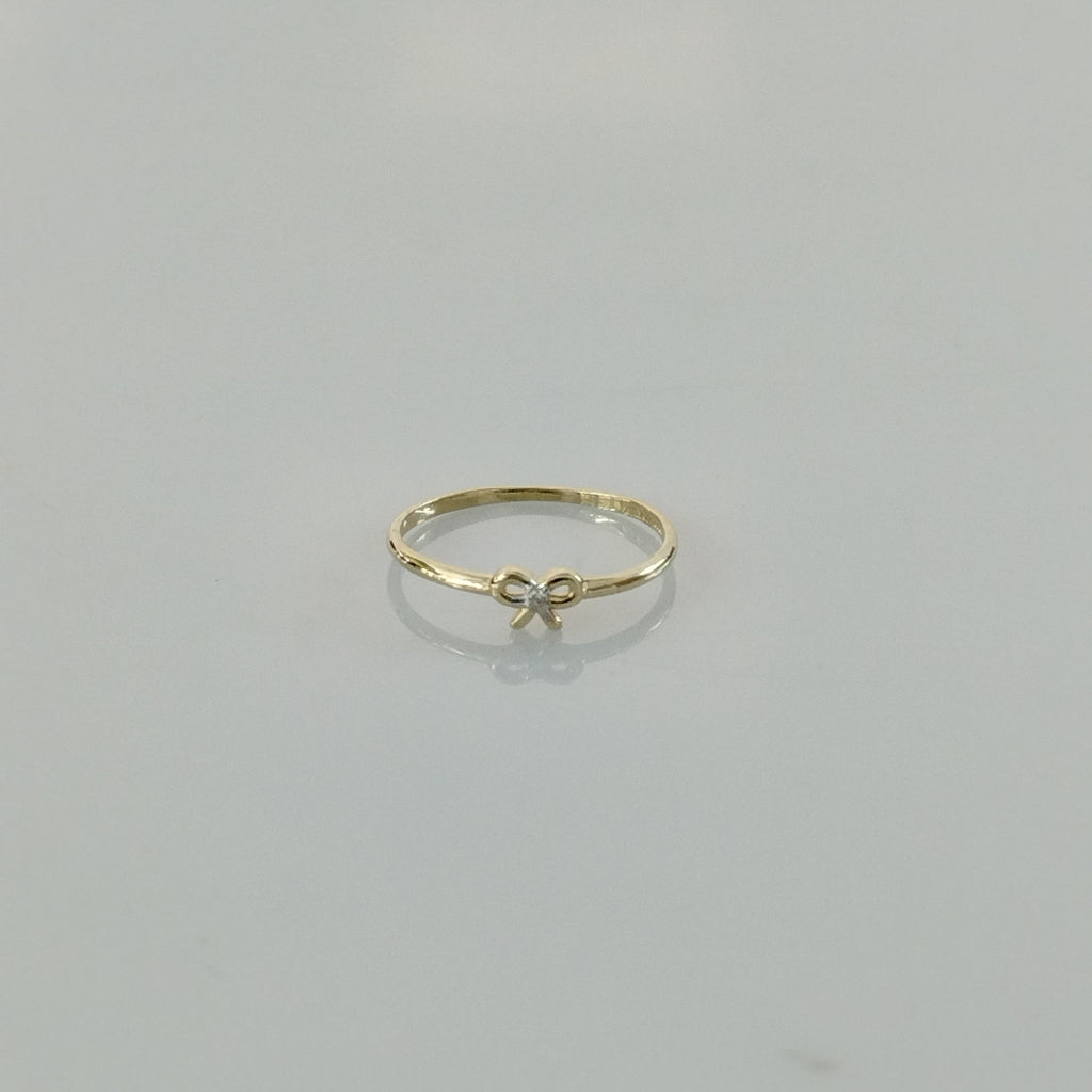 ANILLO ANILLITO FIG MOÑO C CIRCONIAS 14K 7 TALLA 0.9 GR (NUEVO)