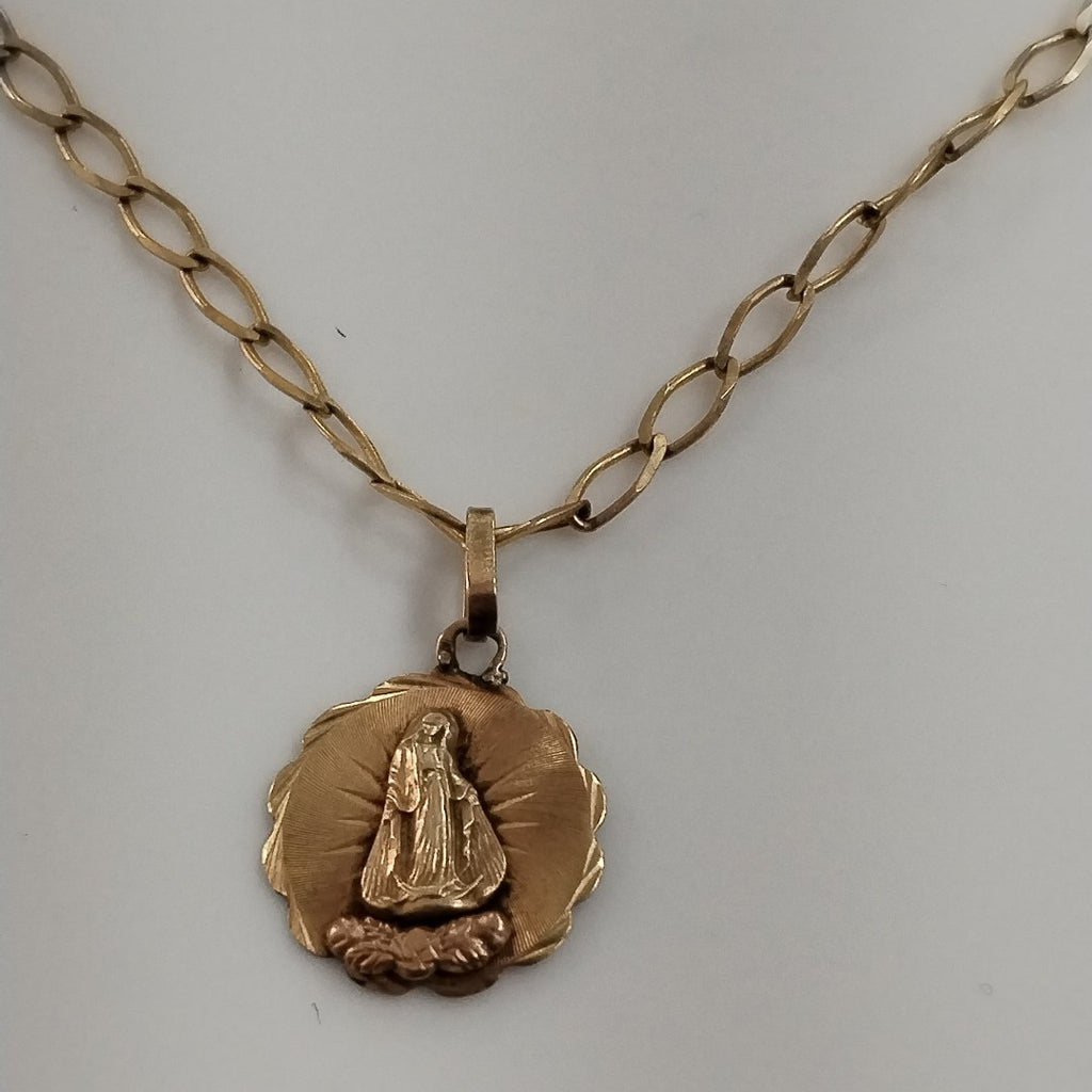 CADENA, MEDALLA RELIGIOSA ORO 10 K 5.3 GRMS (SEMINUEVO)