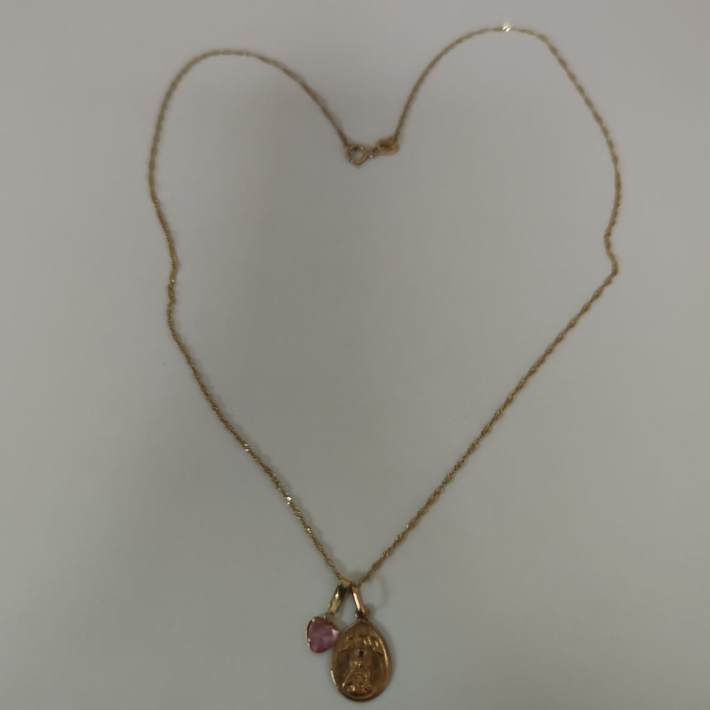 CADENA, DIJE, MEDALLA RELIGIOSA ORO 10 K 2.2 GRMS (SEMINUEVO)