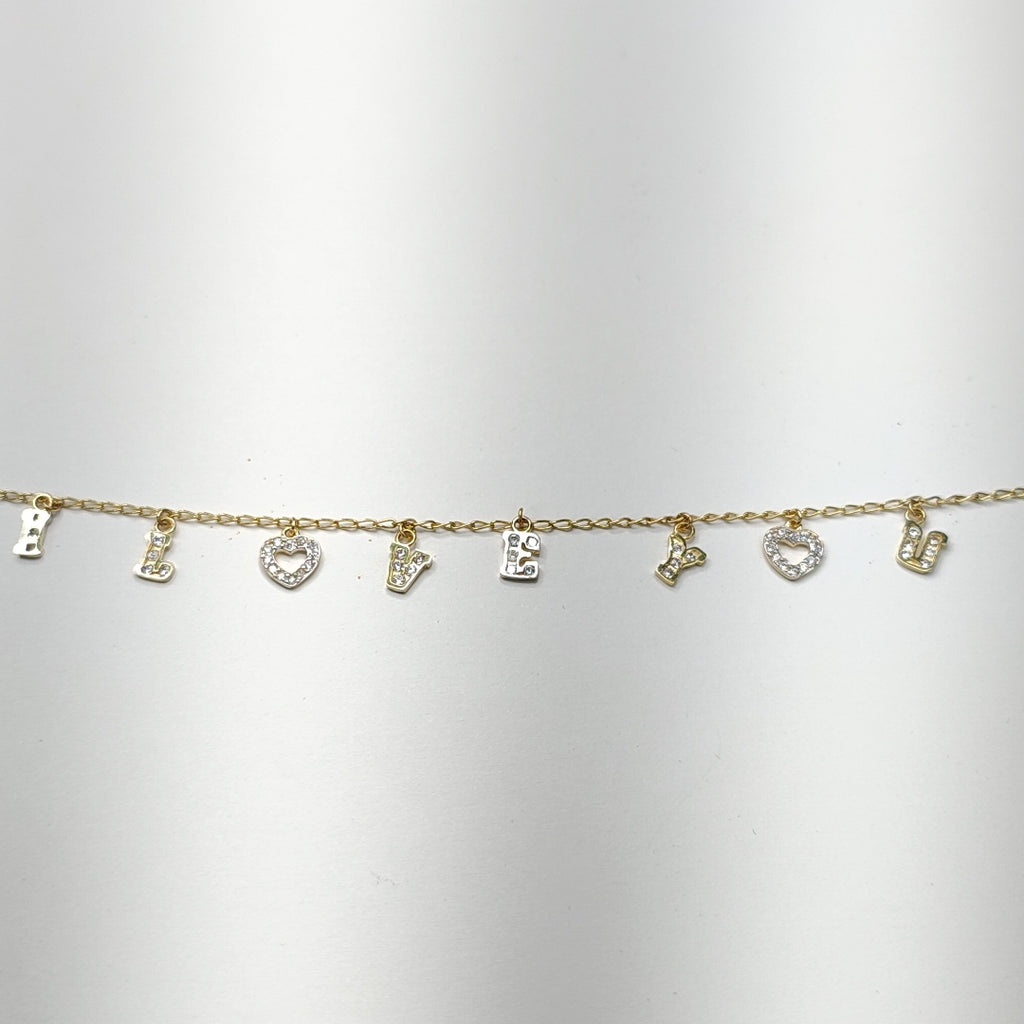 PULSERA ESPECIAL CON DIJES Y CIRCONIAS 14K 18 CM 3.4 GR (NUEVO)