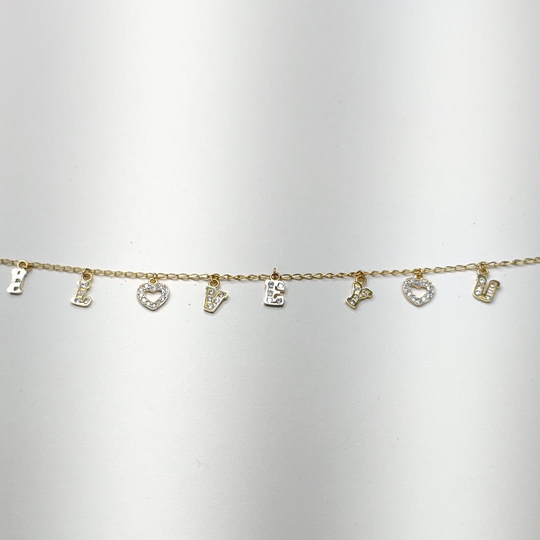 PULSERA ESPECIAL CON DIJES Y CIRCONIAS 14K 18 CM 3.4 GR (NUEVO)