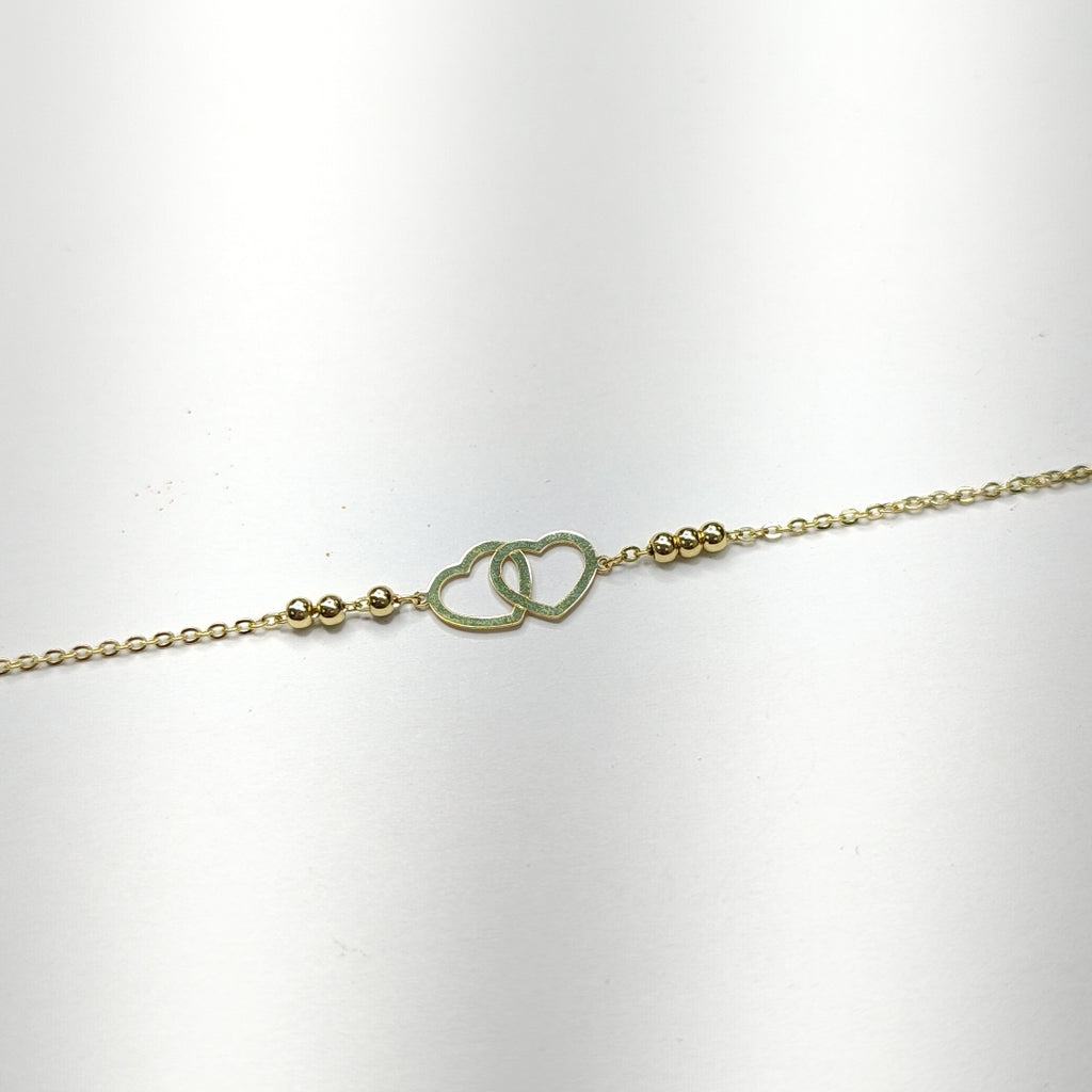 PULSERA TEJIDO ESPECIAL C CORAZONES 14K 18 CM 1.7 GR (NUEVO)